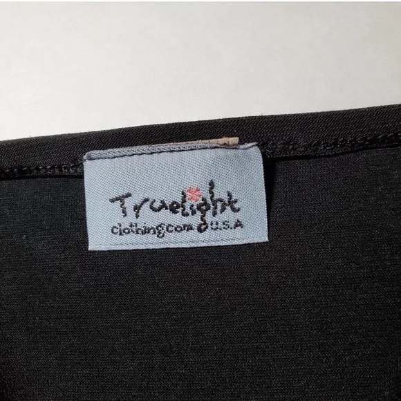 VINTAGE 90’s GOTHIC VAMPIRE LACE UP FLARE SLEEVE RHINESTONE TOP COLD SHOULDER - Picture 3 of 5